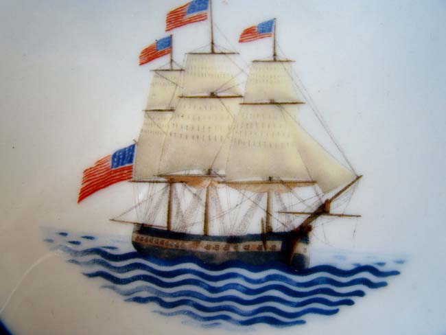 A beautiful U S Frigate CONSTITUTION Chinese Export 'style' dish by Mottahedeh — image 2
